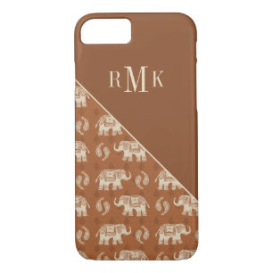 Monogram Elephant Orange Caravan Pattern iPhone 8/7 Case