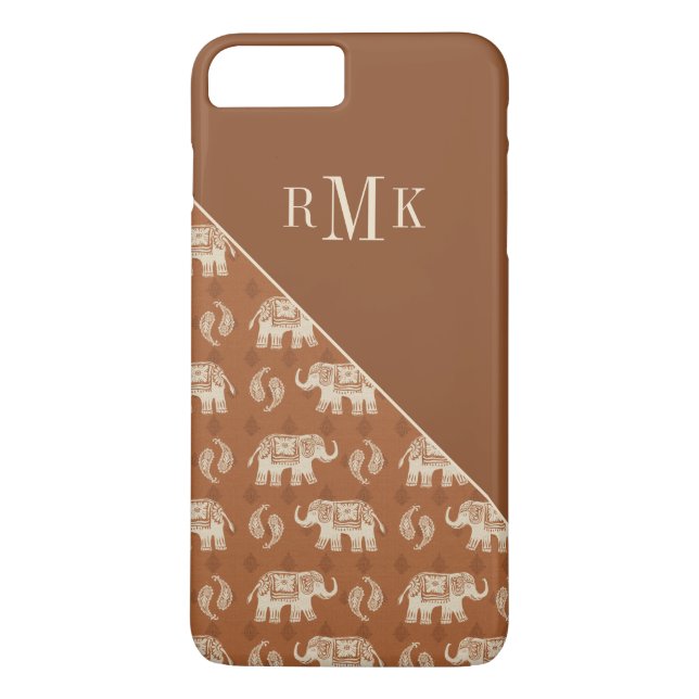 Monogram | Elephant Orange Caravan Pattern Case-Mate iPhone Case (Back)