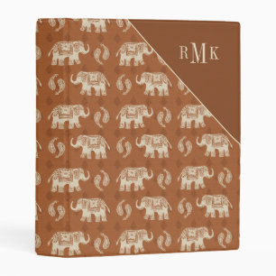 Monogram Elephant Orange Caravan Pattern Mini Binder