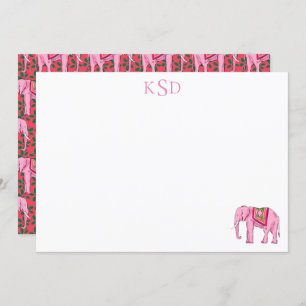 Monogram Elephant Print Stationary Invitation