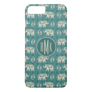 Monogram | Elephant Teal Caravan Pattern iPhone 8 Plus/7 Plus Case