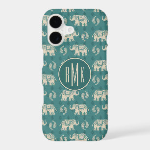 Monogram Elephant Teal Caravan Pattern iPhone 17 Case