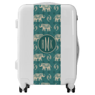 Monogram Elephant Teal Caravan Pattern Luggage