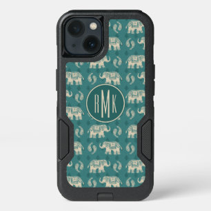Monogram   Elephant Teal Caravan Pattern iPhone 13 Case