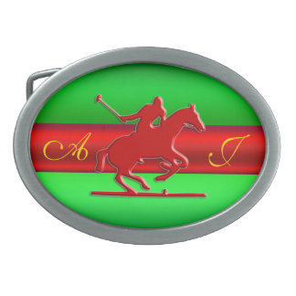 Monogram Embossed Polo Rider, red metal-effect Belt Buckle