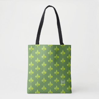 Monogram Emerald Fleur de Lis Tote Bag