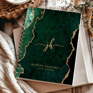 Monogram Emerald Green Gold Agate 2027 Planner