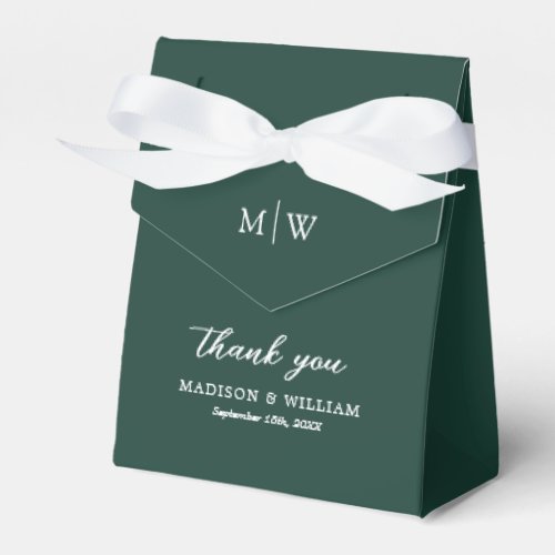 Monogram Emerald Green Wedding Favor Box