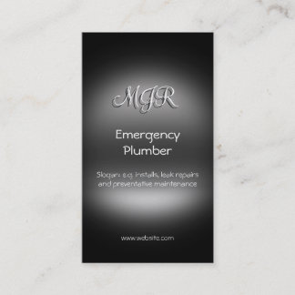 Monogram, Emergency Plumber, metal-look Business Card
