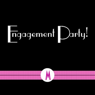 Monogram Engagement Party in Black and White invitation