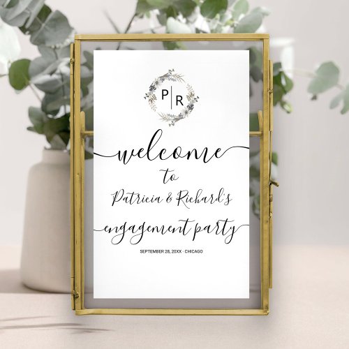 Monogram Engagement Party Welcome Sign