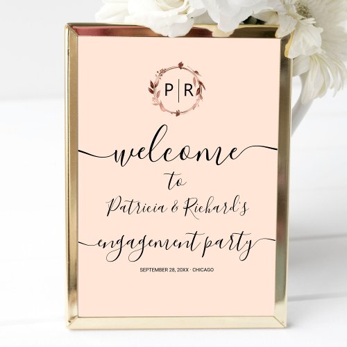 Monogram Engagement Party Welcome Sign Foam Board