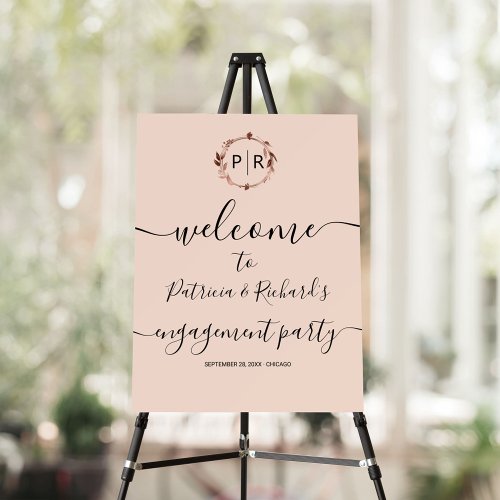 Monogram Engagement Party Welcome Sign Foam Board