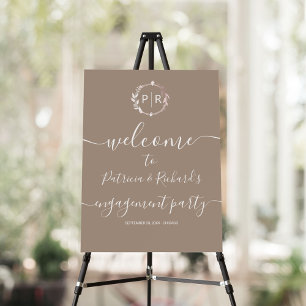 Monogram Engagement Party Welcome Sign Foam Board