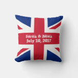 Monogram England Union Jack Wedding Throw Pillow at Zazzle