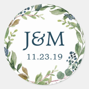 Monogram Envelope Seals Greenery Navy