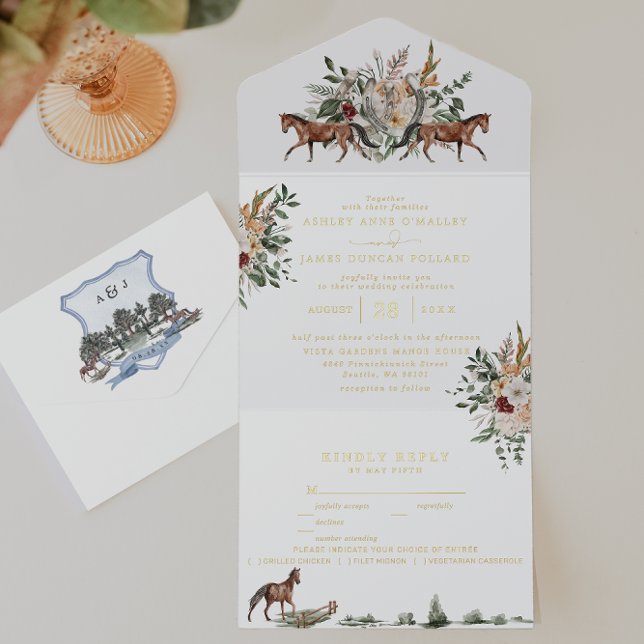 Monogram | Equestrian English Manor Wedding All In One Invitation (Creator Uploaded)