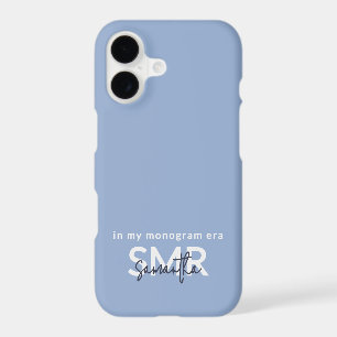 Monogram era Blue White Black Name Minimalist Chic iPhone 17 Case