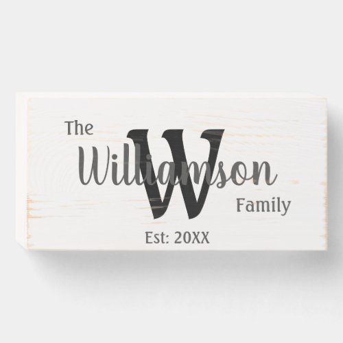Monogram Established Date Farmhouse Family Name Wooden Box Sign