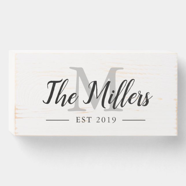 Monogram Established Sign | Family Name Wood Sign (Front Horizontal)