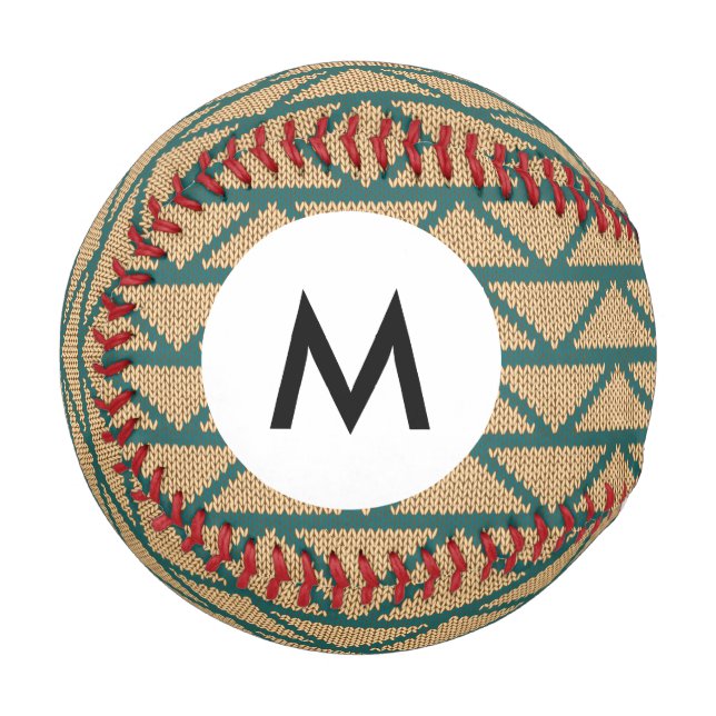 Monogram Ethnic Style Knitted Pattern Baseball (Front Left)