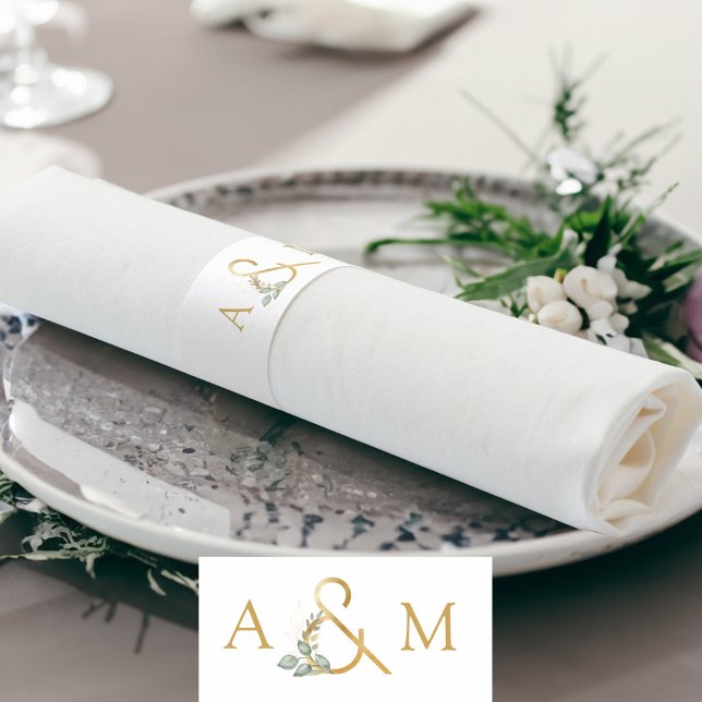 Monogram Eucalyptus Ampersand Wedding  Napkin Bands (Creator Uploaded)