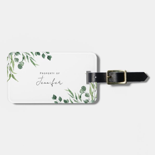 Monogram Eucalyptus Botanicals  Luggage Tag (Front Horizontal)