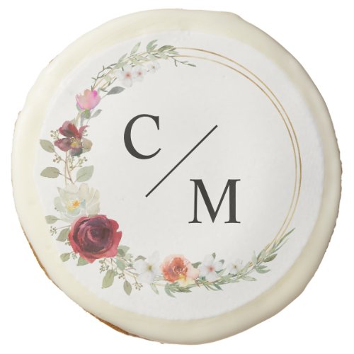 Monogram Eucalyptus  Flower Sugar Cookie