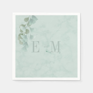 Monogram Eucalyptus Foliage Chic Wedding Napkins