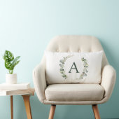 Monogram Eucalyptus Green White Botanical Lumbar Pillow (Chair)