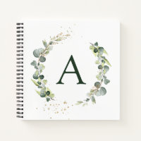 Monogram Eucalyptus Green White Botanical Notebook