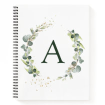 Monogram Eucalyptus Green White Botanical Notebook Monogram Eucalyptus Green White Botanical Notebook