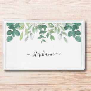 Monogram Eucalyptus Greenery Acrylic Tray