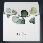 Monogram Eucalyptus Greenery w/ Return Address 5x7 Envelope<br><div class="desc">Designed to coordinate with our Boho Greenery wedding collection,  this customizable matching Invitation envelope features a solid white envelope with black text and an elegant watercolor eucalyptus branch on the inside.</div>