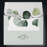 Monogram Eucalyptus Greenery w/ Return Address 5x7 Envelope<br><div class="desc">Designed to coordinate with our Boho Greenery wedding collection,  this customizable matching Invitation envelope features a coloured solid sage green envelope with black text and an elegant watercolor eucalyptus branch on the inside.</div>