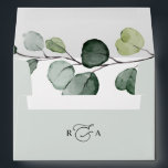 Monogram Eucalyptus Greenery w/ Return Address 5x7 Envelope<br><div class="desc">Designed to coordinate with our Boho Greenery wedding collection,  this customizable matching Invitation envelope features a coloured solid sage green envelope with black text and an elegant watercolor eucalyptus branch on the inside.</div>