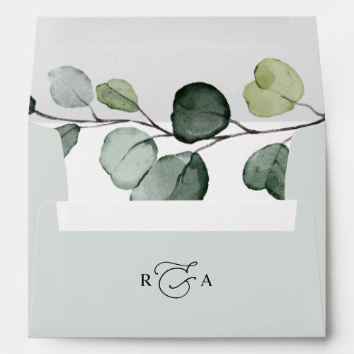 Monogram Eucalyptus Greenery w/ Return Address 5x7 Envelope