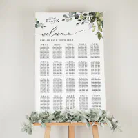 Watercolor Eucalyptus Wedding Welcome & Seating Chart Board Sign Set