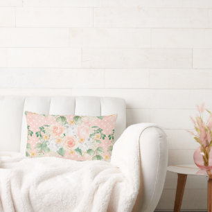 Monogram Eucalyptus Rustic Floral Sage Green Lumbar Pillow