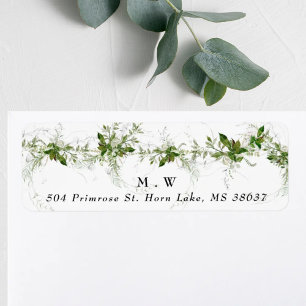 Monogram Eucalyptus Wreath Wedding Envelope Label