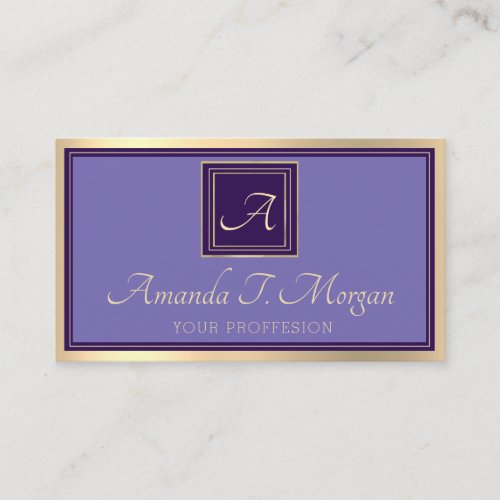 Monogram Event Planner Gold Frame Royal Initials Business Card