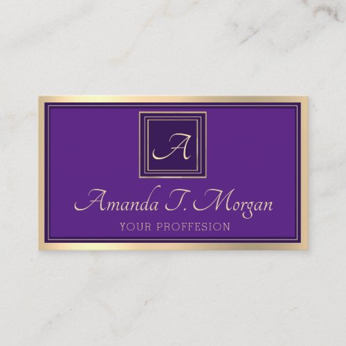 Monogram Event Planner Gold Frame Royal Purple Business Card