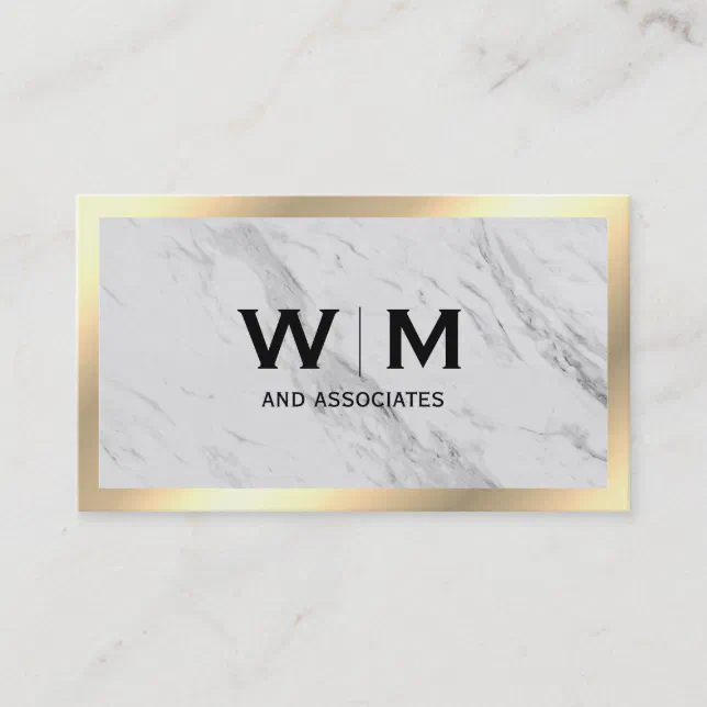 Monogram Executive Gold Frame Marble Business Card | Zazzle