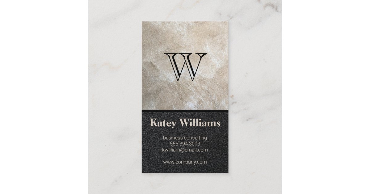 Monogram | Executive | Leather Business Card | Zazzle