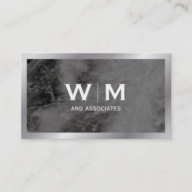 Monogram | Executive with Marble Texture Business Card | Zazzle
