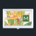 Monogram | Exotic Flowers Watercolor Business Card Holder<br><div class="desc">Exotic Flowers Watercolor  Artist: Tim OToole</div>