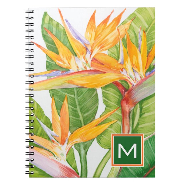 Monogram | Exotic Flowers Watercolor Notebook (Front)