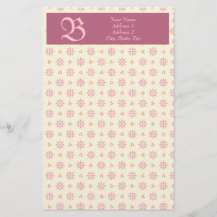 Monogram Eyelet Ecru & Pink Stationery
