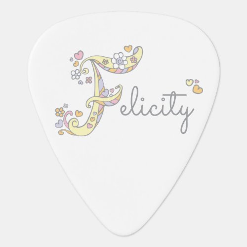 Monogram F and name Felicity custom guitar picks
