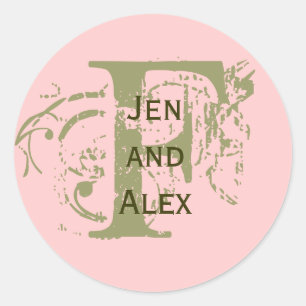 Monogram F and Names Pink Sticker